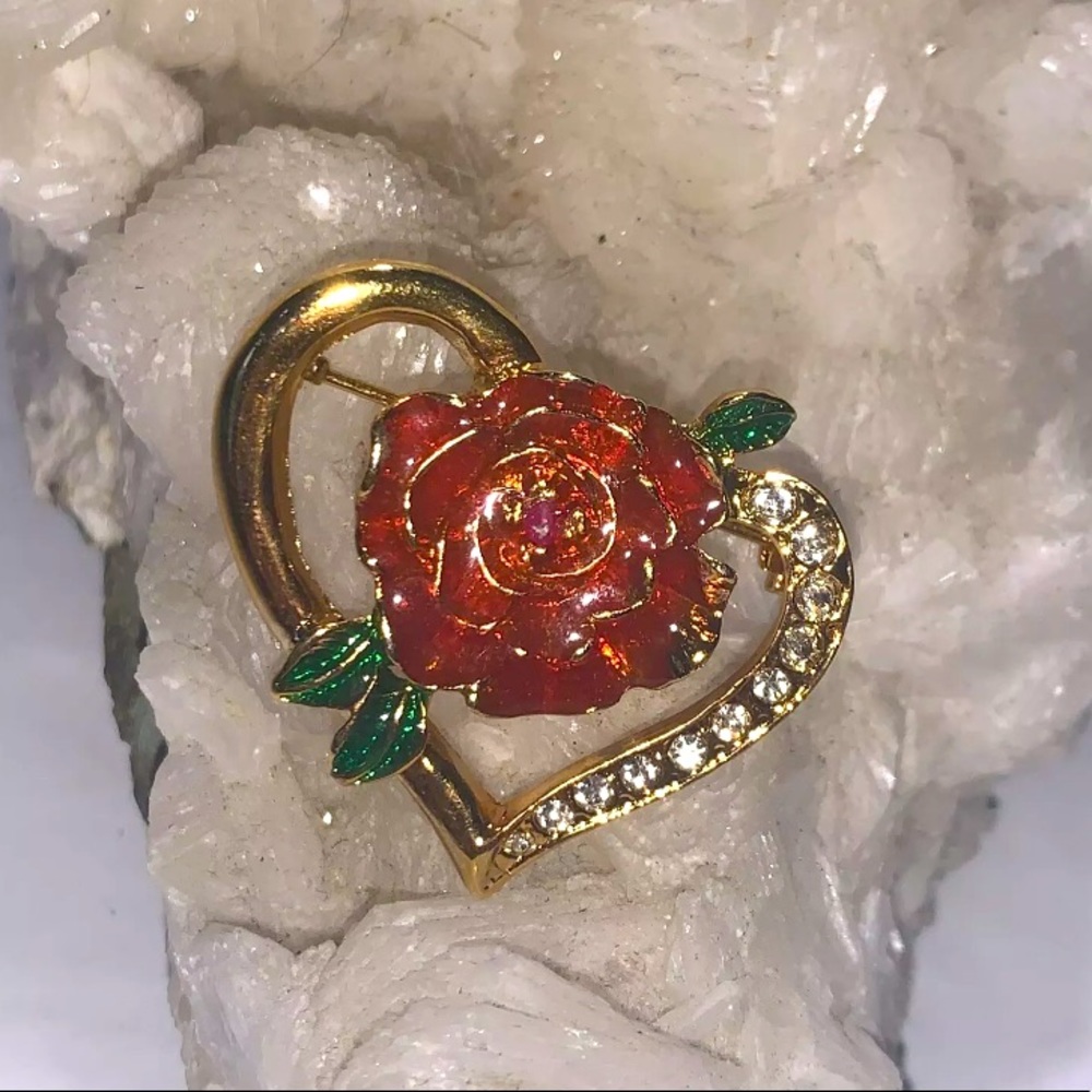 Jewelry Rhinestone Beatle Enamel Gold Tone Brooch
